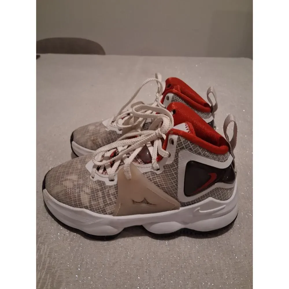 Nike LeBron 19 Sketch White Red Black DD0421-101 Kids PS Size 11C Used No...